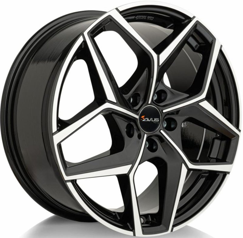 Cerchio AVUS AC-523 Black Polished 5 fori 18\" 7.5X18 ET42 5x108