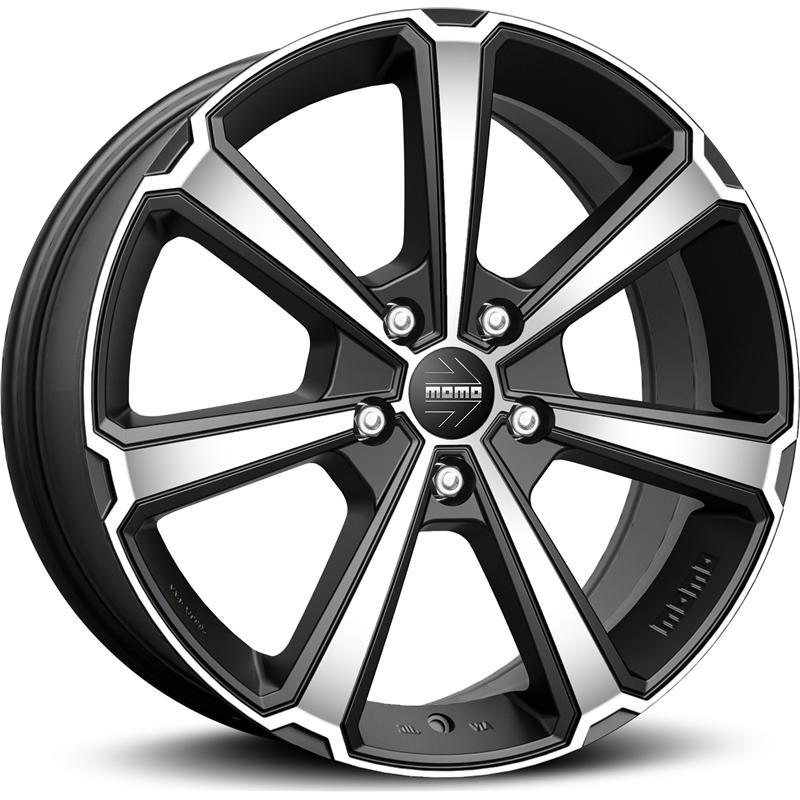 Cerchi in Lega MOMO WHEELS Legend Nero Opaco Diamantato 4 fori 18\" 7.5X18 ET40 4x100