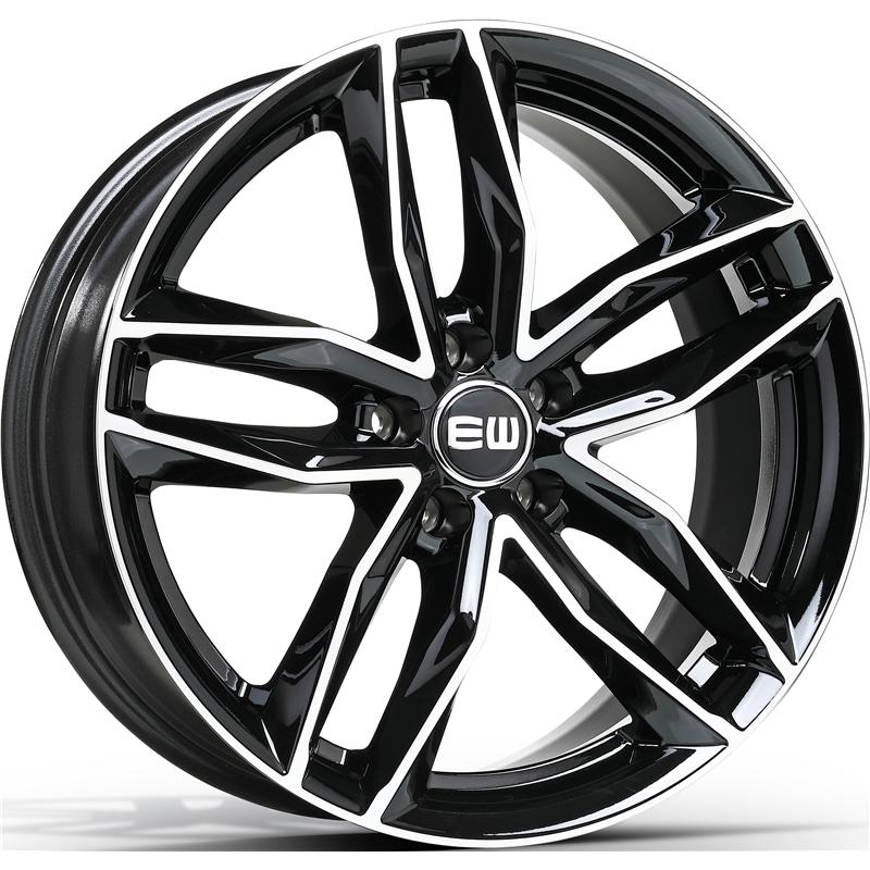 Cerchi in Lega EW Ew04 Must Black Polished 5 fori 18\" 8X18 ET45 5x112