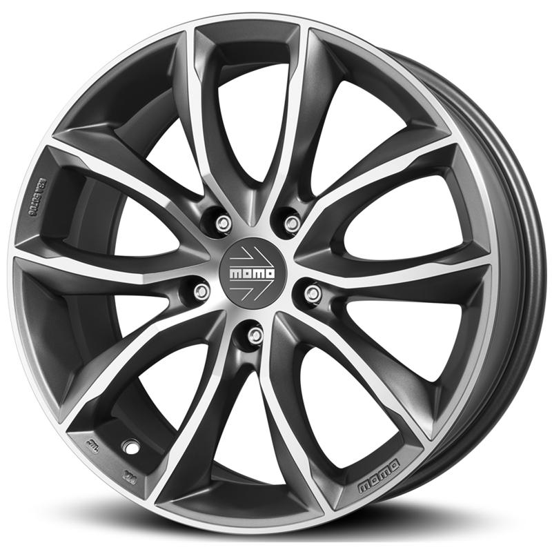 Cerchi in Lega MOMO WHEELS Screamjet Evo Anthracite Opaco Diamantato 5 fori 16\" 7X16 ET40 5x114.3