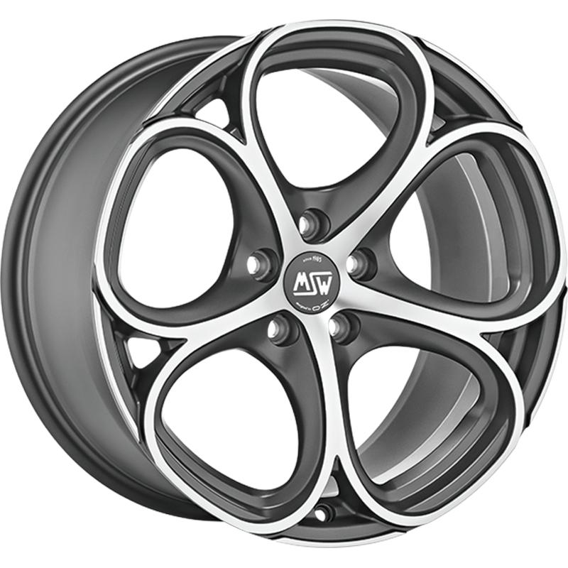 Cerchi in Lega MSW Msw 82 Matt Gun Metal Full Polished 5 fori 18\" 8X18 ET35 5x110