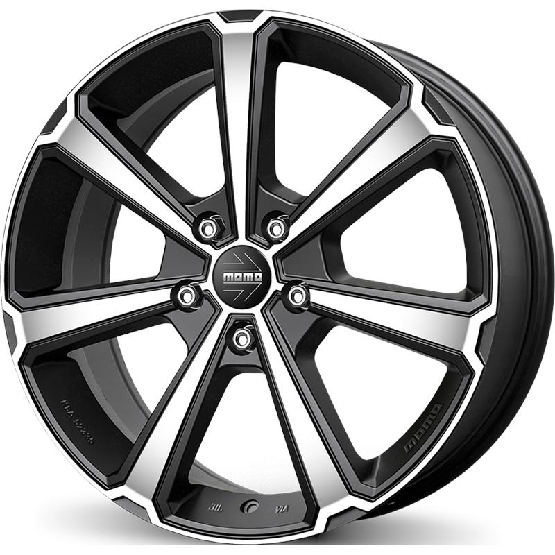 Cerchi in Lega MOMO WHEELS Legend Nero Opaco Diamantato 5 fori 18\" 7.5X18 ET47 5x112