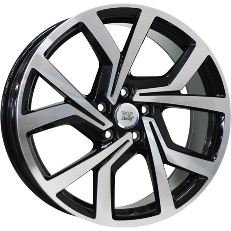 Cerchi in Lega WSP ITALY W469 Giza Glossy Black Polished 5 fori 18\" 7.5X18 ET51 5x112
