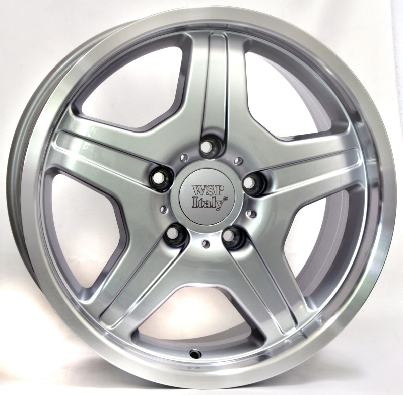 Cerchi in Lega WSP ITALY W760 Matera Silver Polished Lip 5 fori 18\" 9.5X18 ET50 5x130