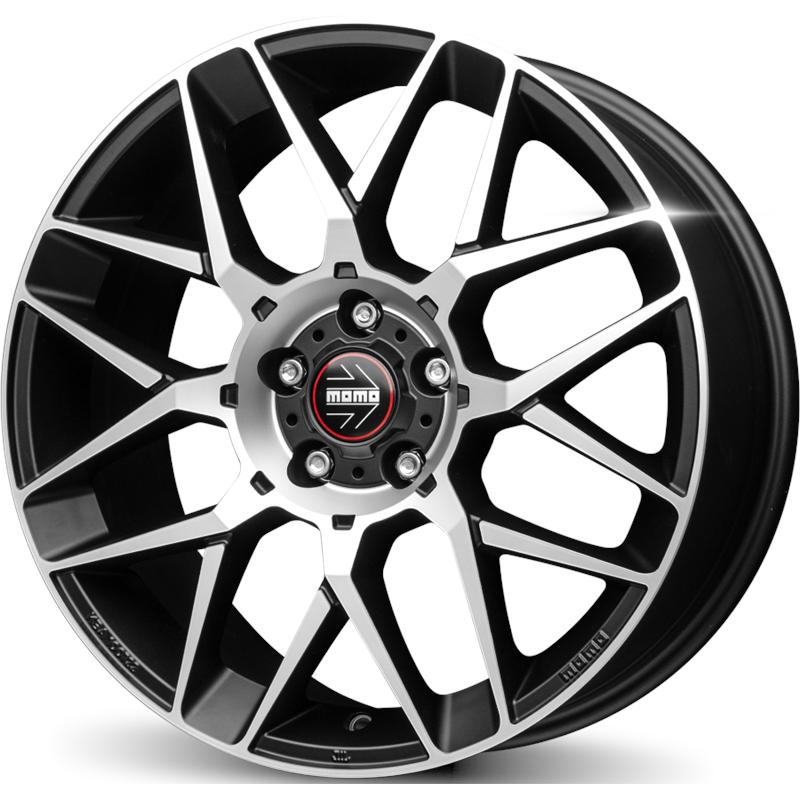 Cerchi in Lega MOMO WHEELS Revenge 2.0 Evo Nero Opaco Diamantato 5 fori 17\" 7X17 ET38 5x100