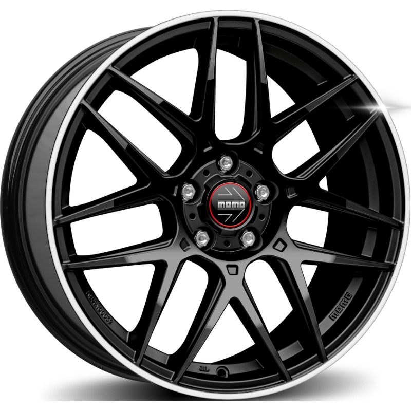 Cerchi in Lega MOMO WHEELS Competizione Nero Lucido Diamantato 5 fori 18\" 8X18 ET35 5x112